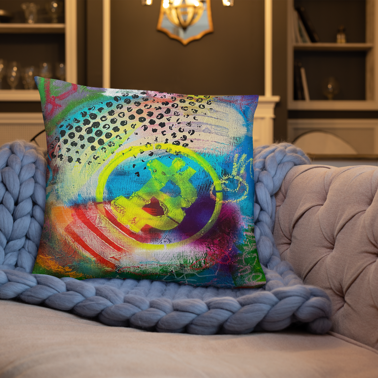 Cryptfitti Throw Pillow
