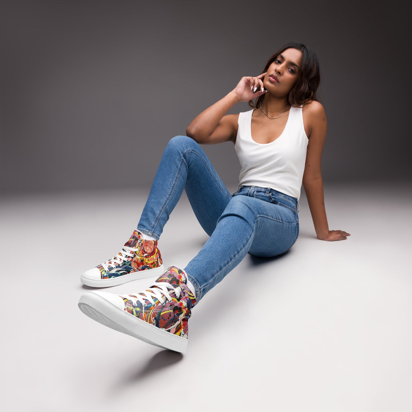 Candy Swirls Women’s High Top Canvas Shoes